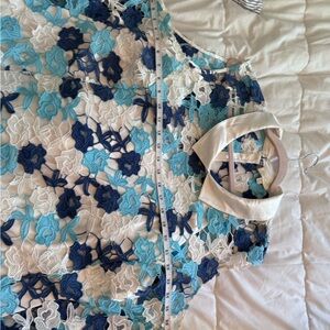 ModCloth Lace Overlay Dress in Navy, Light Blue, and Cream